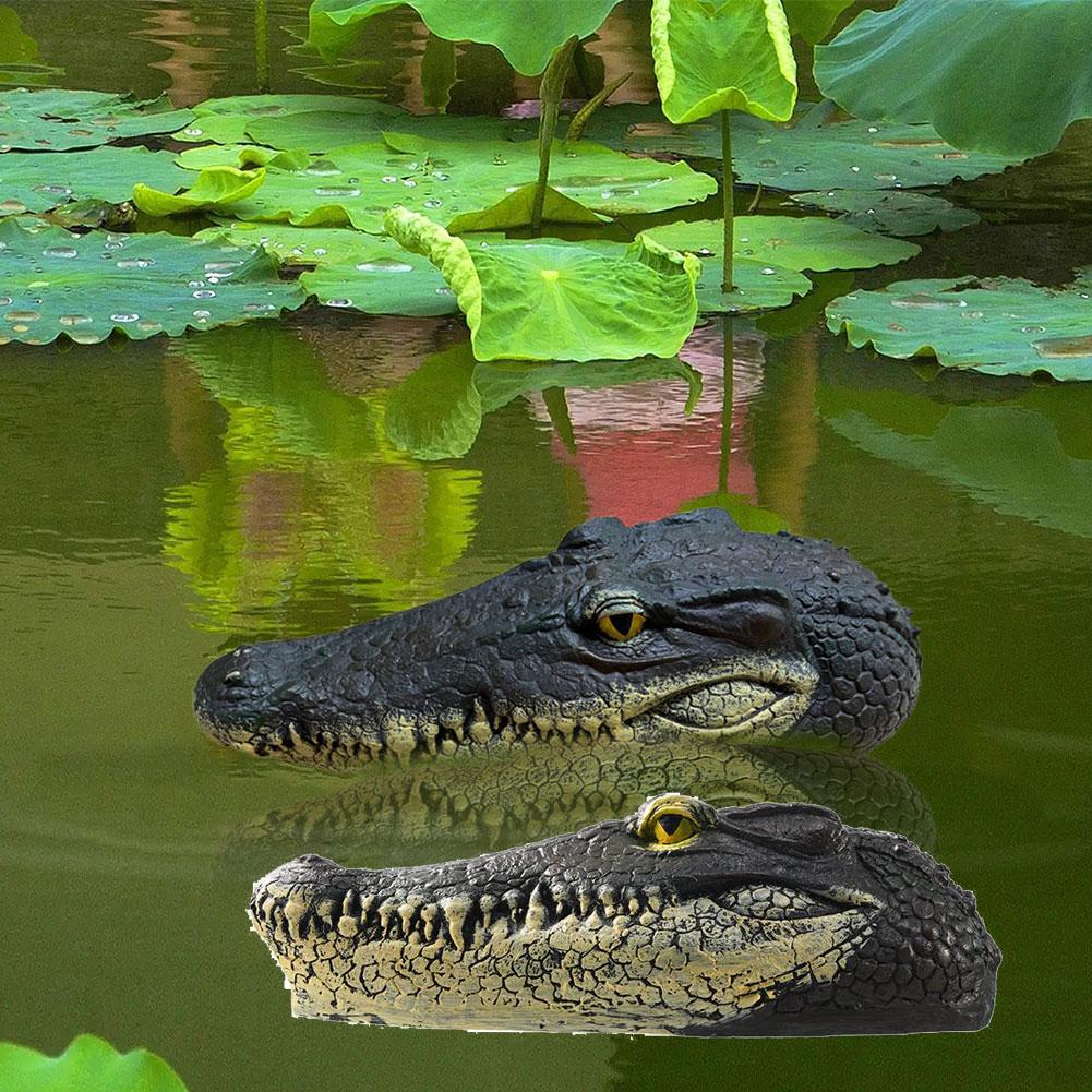 Pond Floating Alligator Head Decoy, Outdoor Alligator Pool Float Fake Gator Head Decorations Duck Deterrent, Crocodile Head Pond