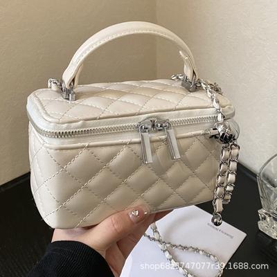 Petit sac carré à main style parfum sac boîte personnalisé sac bandoulière à carreaux diamant chaîne haute valeur sac à cosmétiques
