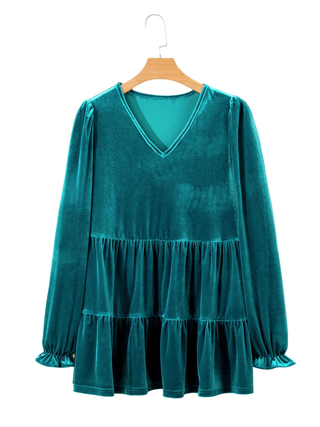 

Shiying Velvet V-Neck Layered Pullover - Women s Casual Loose Fit for Autumn/Winter Extra Large зелёный