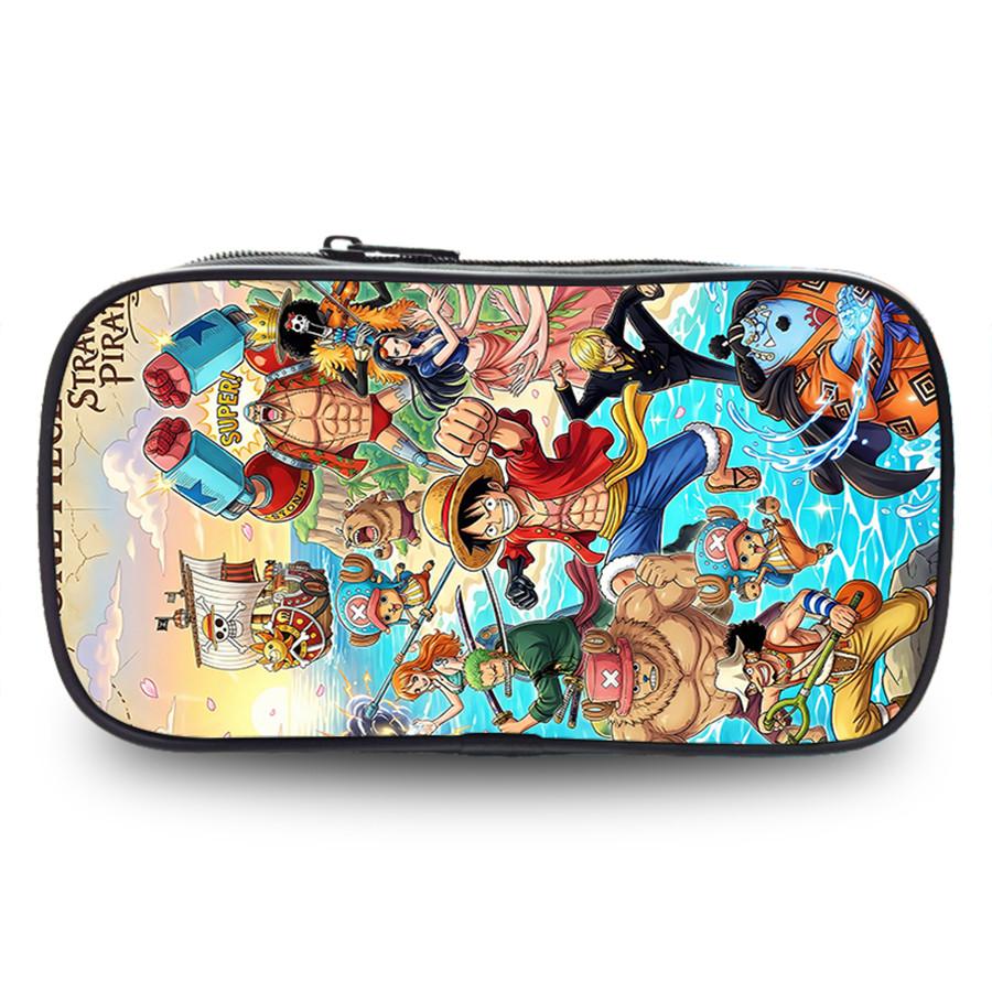 One Piece Anime Double Layer Pencil Case, Large Capacity Durable Stationery Bag Lightweight Unisex Pen Pouch for Boys Girls 6-10