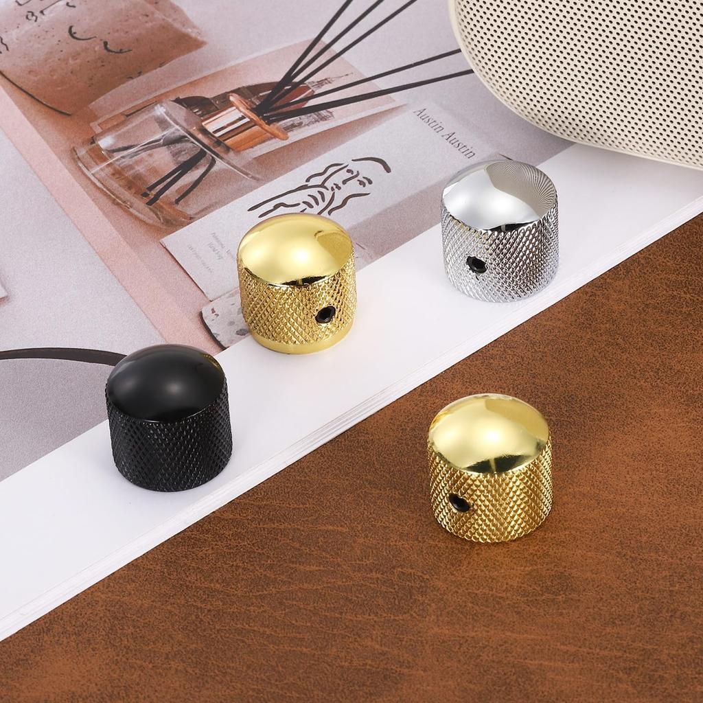 uxcell Set of 6 Metal Guitar Inch Universal Audio Control Dome Bass Speed Control Shaft Wrench Gold Knobs, 1/4 Volume, Tone, Knobs, Knobs, Guitar/Bass
