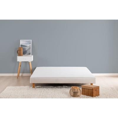 Upholstered Slatted Base 140 X 190 Cm - White Solid Wood + Feet - DEKO DREAM Rakenne