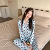 Spring and Summer Ice Silk High-end Polka Dot Pajamas Women's Loungewear Can Be Worn Outside Light Luxury Wind Breathable Cute Wind Fresh Lapel