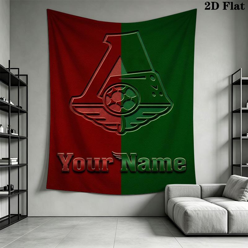 Name Custom FC Lokomotiv Moscow Wall Tapestry Aesthetic Wall Hanging Printed Fabric Blanket Decorative Tapestries for Bedroom Living Room Home Decor