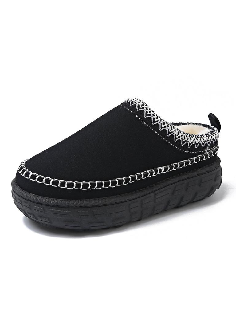 New Fashion Winter Cover Hear Cotton Half Slippers Cashmere Warm Non Slip Thick Bottom Snow Boots Women Outdoor Shoes