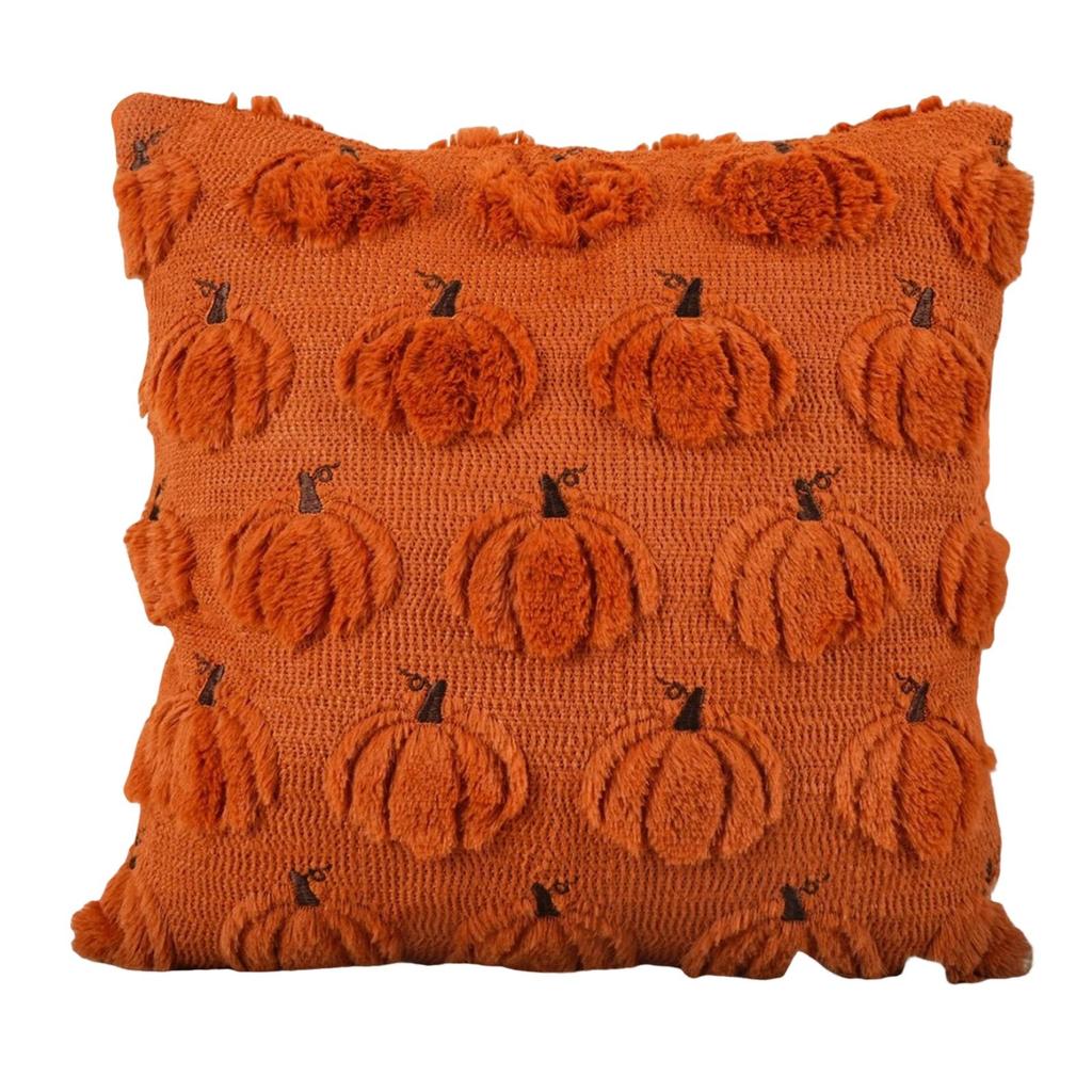 Plush Pillowcase With Pumpkin  Embroidery Halloween Decoration