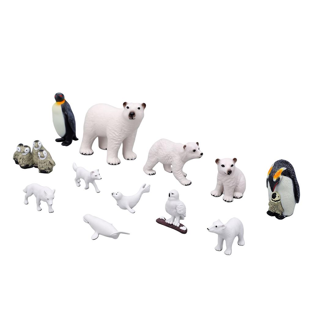 12 Stück Plastik Polartiere Spielzeugfiguren Realistische Arktische Tierfiguren für Kinder Bildung Meeresbewohner Spielzeug Set mit