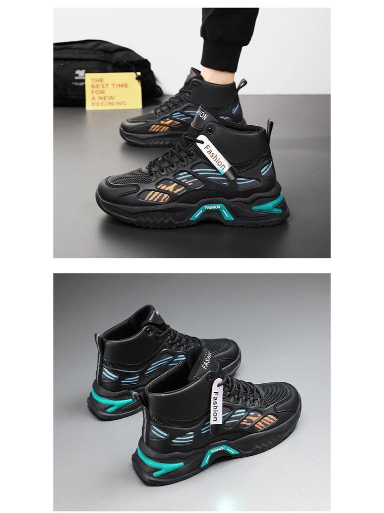 Herren Trendige Atmungsaktive High-Top Mesh Sneaker - Lässige Allround-Dad-Schuhe mit dicker Sohle für den Herbst