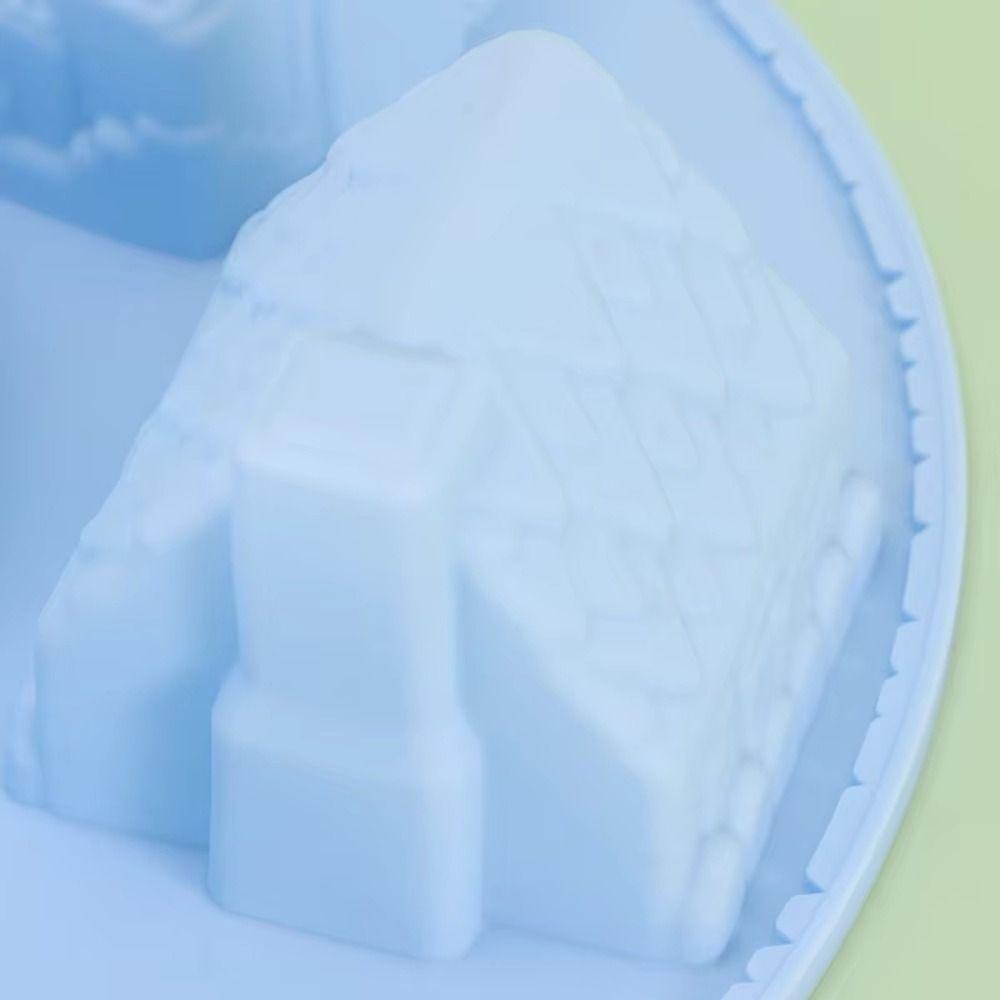 6 Cavity Design Silicone Cake Mold Silicone Material 3D Shape Bake Tool DIY Crafts Non-Stick Surface Gingerbread House Mold