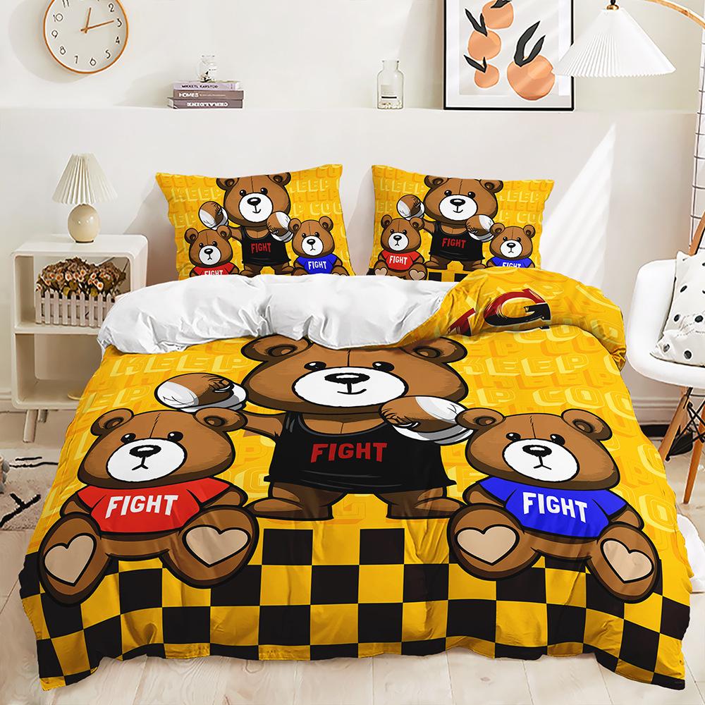 Three-Piece Animal Wolf Quilt Cover Digital Printing Kit Two-Piece Bedding