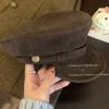 Autumn atmosphere Maillard~ Brown suede flat-topped newsboy hat for women's autumn and winter retro British octagonal beret