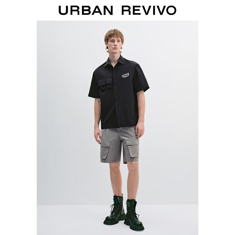 UR Men's Casual Color-block Letter Short Sleeve Shirt