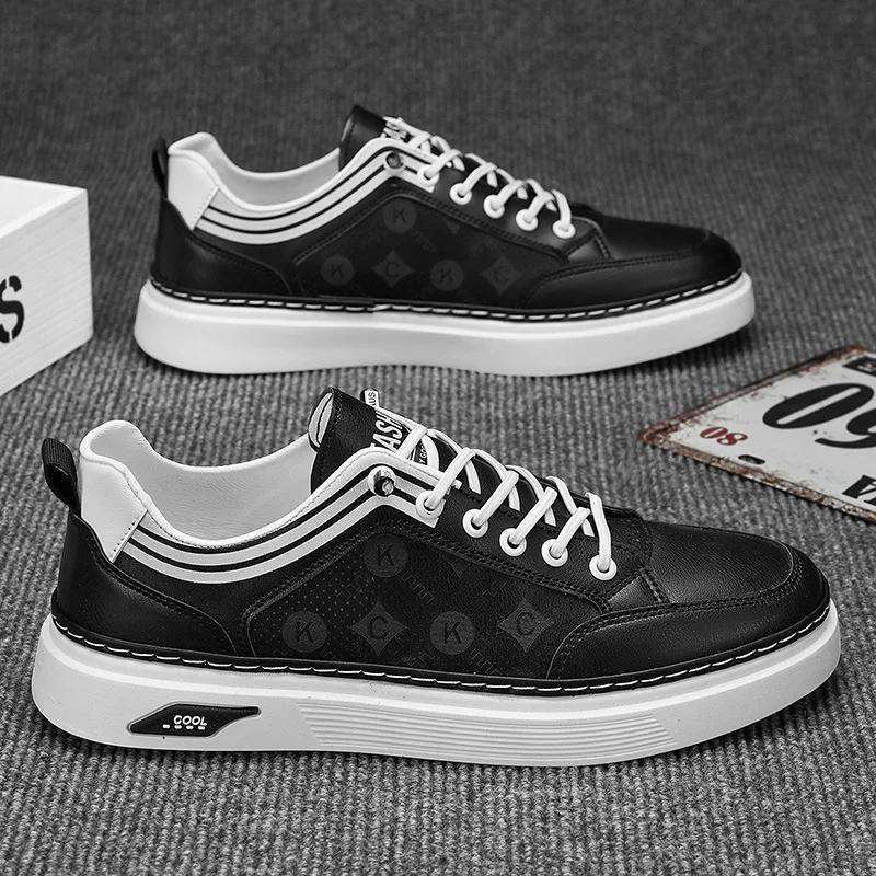 

Spring New Versatile Casual Shoes Anti Slip Wear Resistant Leather Shoes Breathable Trendy Sneakers Light Luxury Sports 44