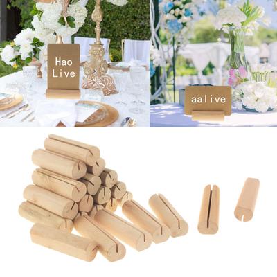 20Pcs Wooden Place Card Holder Photo Postcard Holder for Rustic Wedding Birthday Party Table Number Name Standup Signs Base