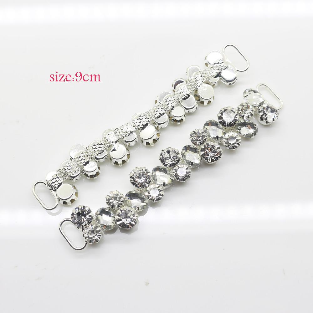 

factory Outlet 2pcs 170mm* 20mm clear Crystal Rhinestone Bikini connector buckle reinforcement flat chain Metal chain Decorative