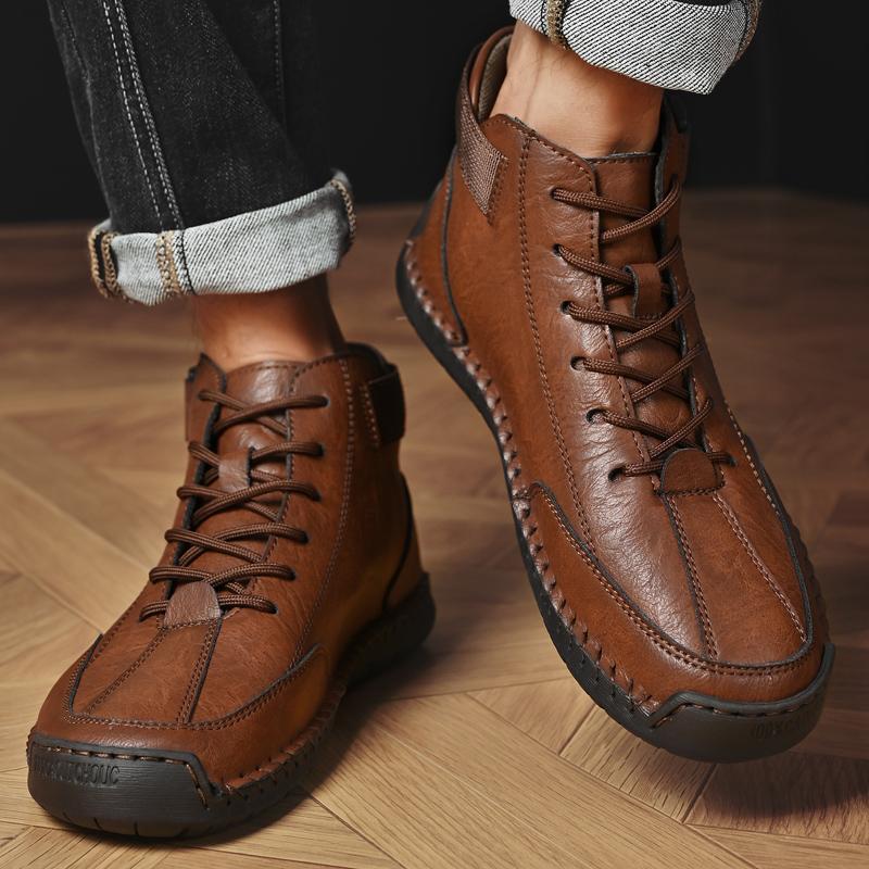 High Quality Handmade Designer Casual Leather Men Shoes Casual Comfy Antiskid Hiking Walking Shoes Flats Hot Sale Outdoor Shoes