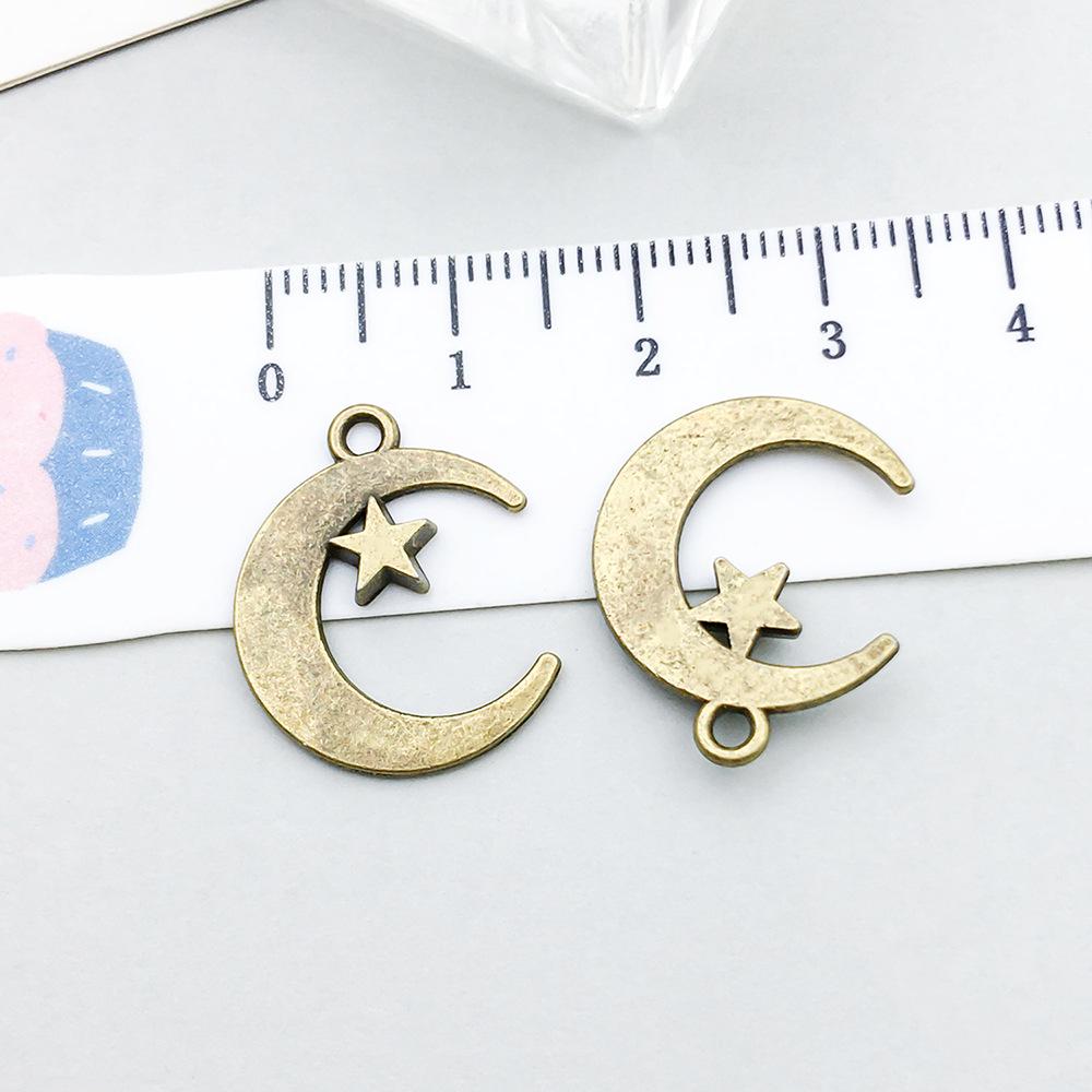 100-Piece Five-Color Alloy Sun, Moon, and Star Pendant Charms for DIY Jewelry