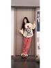 Milky Soft Pink Plaid High-Waisted Wide-Leg Pants for Women - Autumn/Winter Academic Style