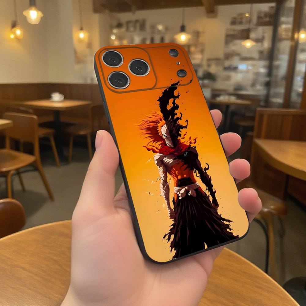 B-Bleach I-Ichigo Kurosaki Phone Case For iPhone 17,16,15,14,13,12,11,Pro,XS,Max,XR,Plus,E,SE4,Mini Black Soft Cover