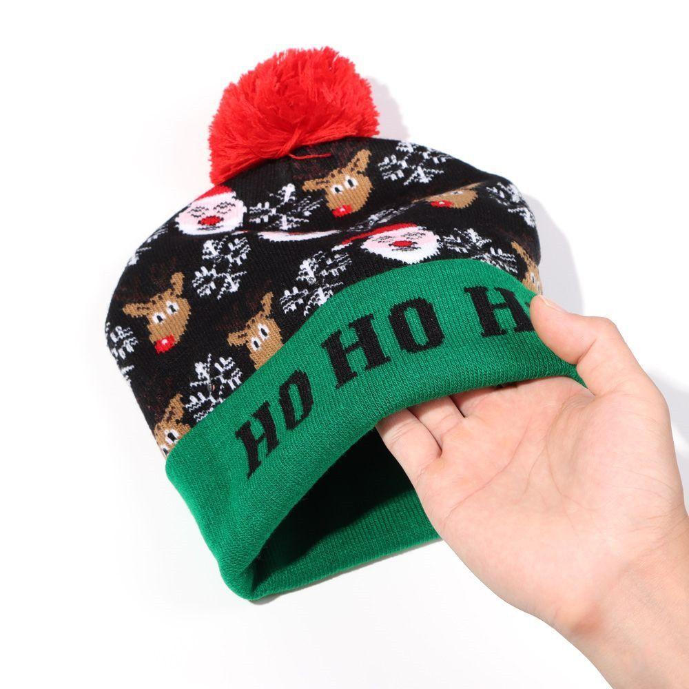 Xmas Tree Cartoon Snowman Knitted Cap LED Hat Christmas Hat Sweater Beanie