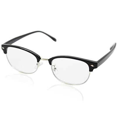 Eight Tokyo Men's Blue Light Cut Reading Glasses [Made In Sabae] Made In Japan, Square, Lightweight, UV Protection 2.0, Senior Glasses 002R, Black/Cle