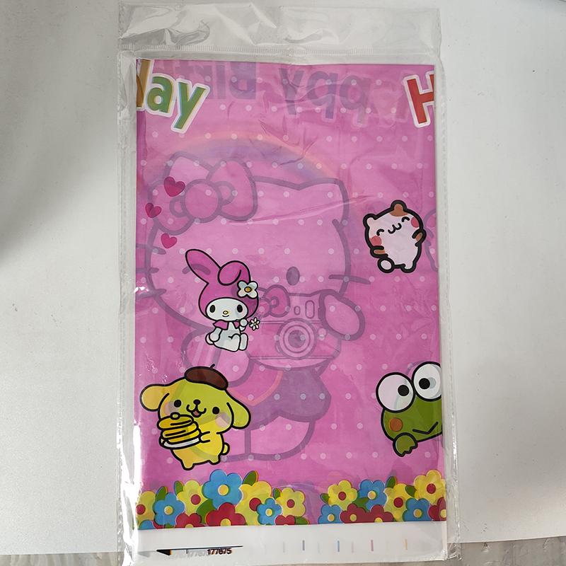 Cartoon Hello Kitty Birthday Party Decorations Kids Girl Disposable Tablecloth Birthday Party Ornament