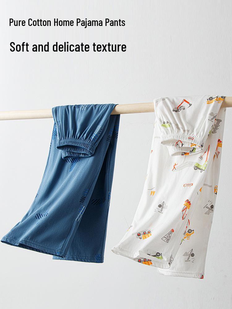 Children's Summer Cotton Pajama Pants – Loose, Long Air Conditioning Pants for Teen Boys and Girls