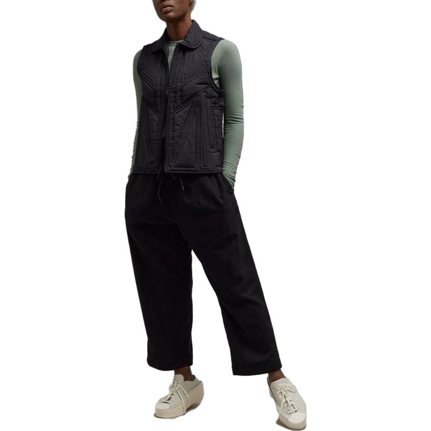 Y-3 Quilted Vest Solid Color Zip Collar Sleeveless Vest Women Vest Black IL2064