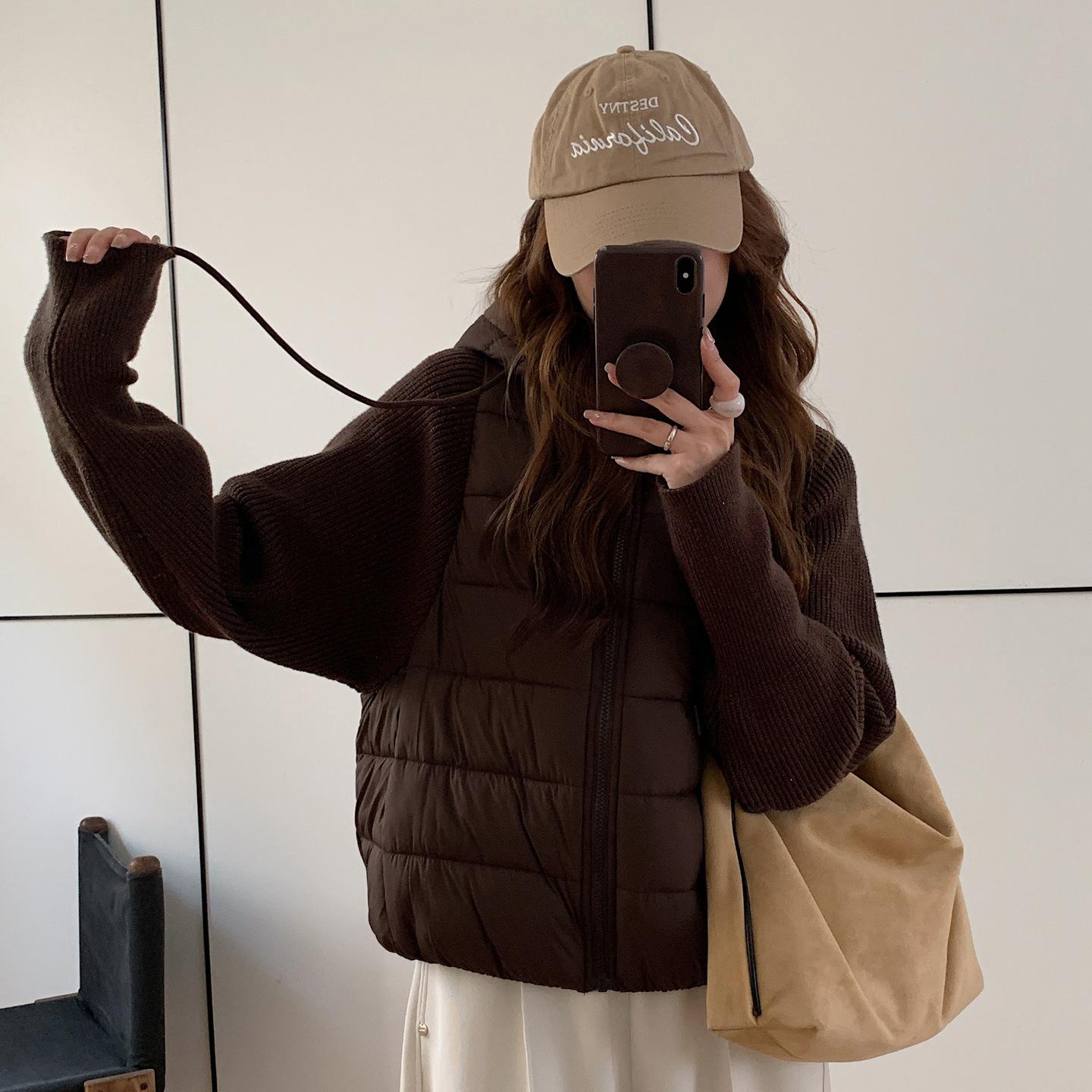 

Женская новая вязаная худи с капюшоном, холодная, легкая, утолщенная, с мягкой подкладкой, пушистая, теплая, свободная, из высококачественной ткани, повседневная спортивная хлопковая одежда XXL темно-коричневого