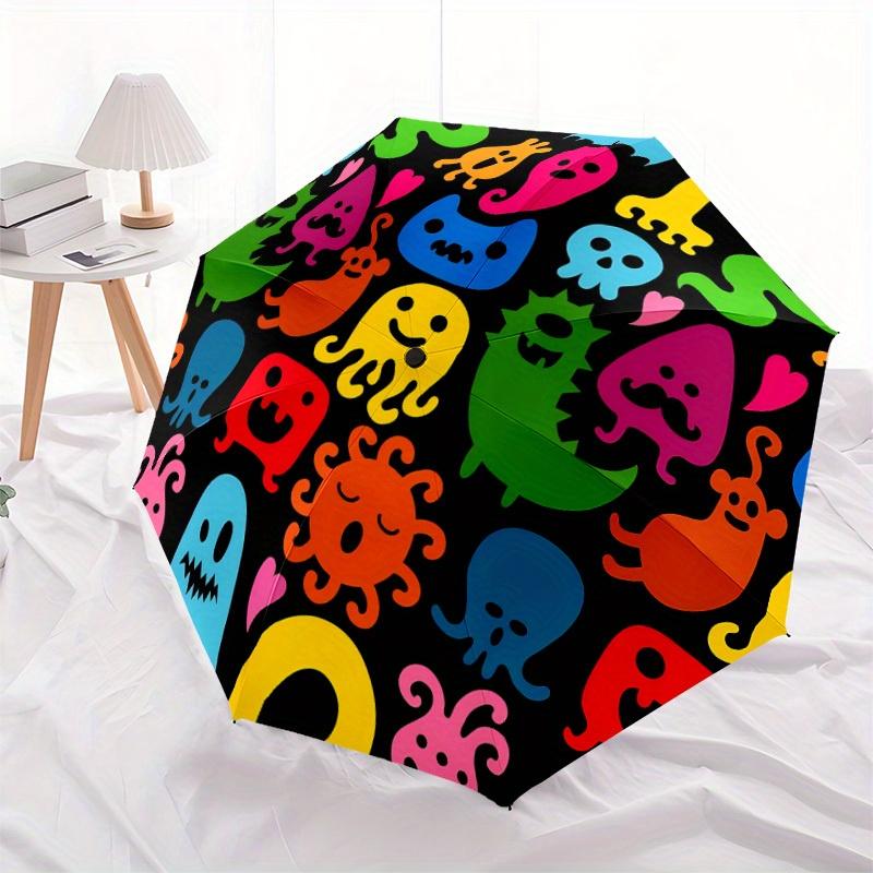 1pc Colorful Creatures Automatic Open/Close Umbrella, Umbrella with Cartoon Design, Portable Compact Umbrella for Men & Women, Good Holiday