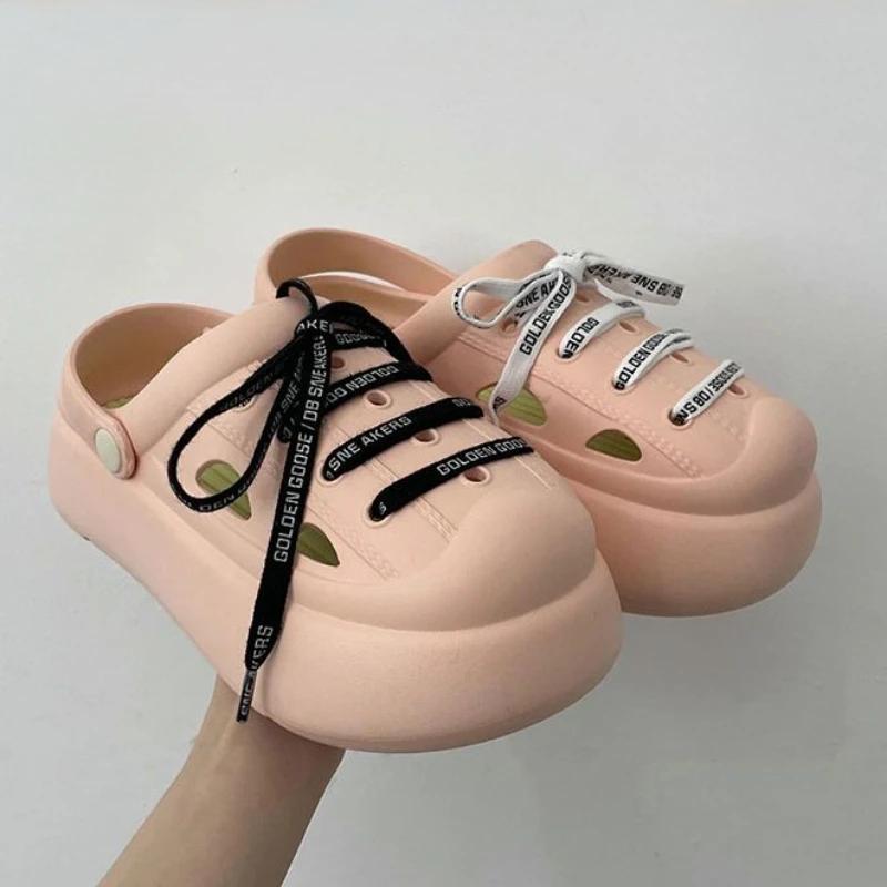 Fashion Anime Outside Round Toe Thick Shoes Cartoon Cute Height Women's Slippers and Ladies Sandals on Beach Mules Slides Pvc Unique Vip