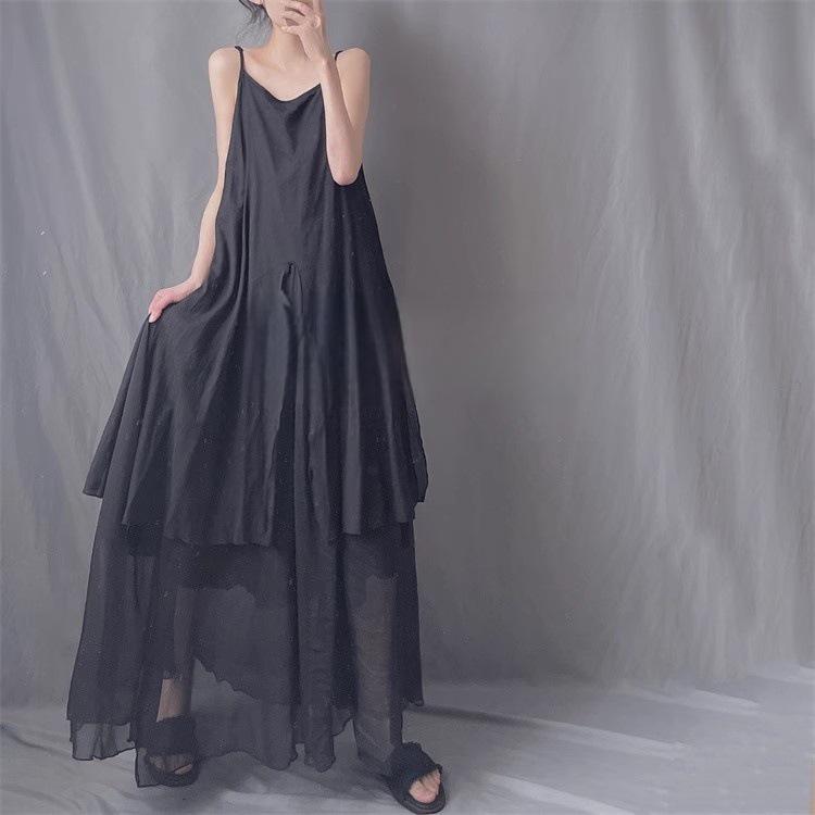 2025 Women's Summer Cotton-Linen Sleeveless Dress: New Literary Style, Mid-Length, Irregular Swing Skirt