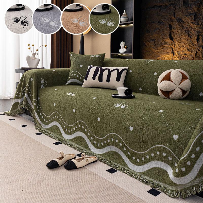 

1PC-Plush sofa towel for all seasons, all inclusive sofa cushion, anti cat scratch, simple living room sofa towel 180X130cm