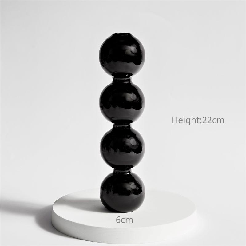 Kreativer hydroponischer Glasleuchter Schwarze Glasvase Kerzenständer Desktop-Dekor Heimdekoration Kunst Nordisches Zuhause