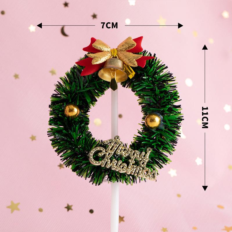 Christmas Decor Set: Card Inserts, Cake Toppers, Cup Garland, Wreath Ornaments, Strawberry Tower, Cartoon Star & Tree Decorations.