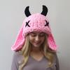 Funny Devil Horns And Rabbit Ears Soft Hat For Christmas Halloween Cosplay Costume Party