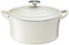 Ishigaki Bon Bonnaire a Cast Iron Pot with Suitable for Both Gas and Induction Product Number 4126 Cocotte, Handles, Cooktops, Ivory, 22cm,