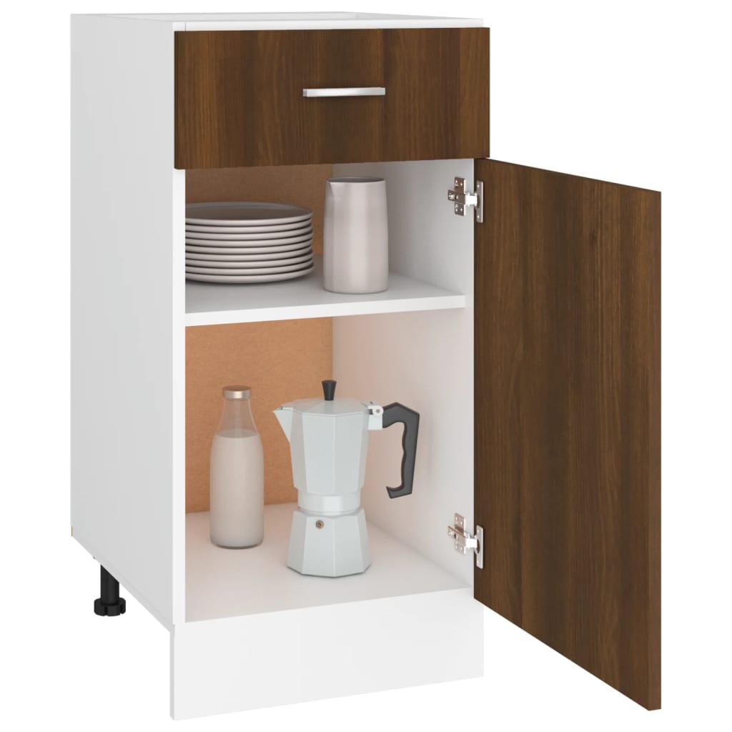 Vidaxl Base Cabinet With Drawer, Brown Oak, 40X46X81.5 Cm