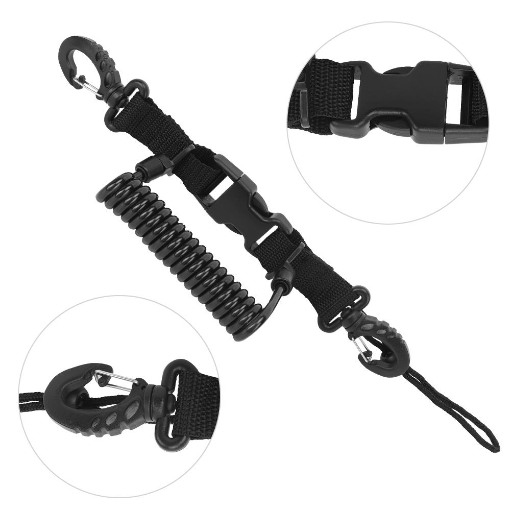 Steel Wire Camera Diving Waterproof Case Safe Quick Release Connection Hanging Buckle Spring Rope Anti Lost Strap(Black )
