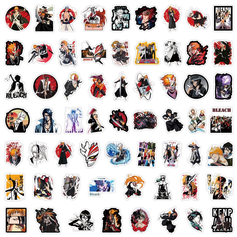 60 Classic Anime Bleach Cartoon Graffiti Stickers for Suitcases, Water Bottles, and Computers.