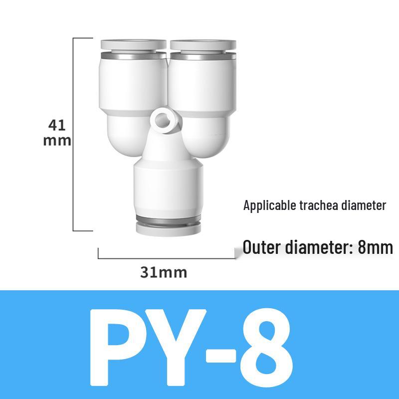 Pneumatic Quick Connect Tee, White Plastic, Straight Push-in, Sizes: 4-16mm