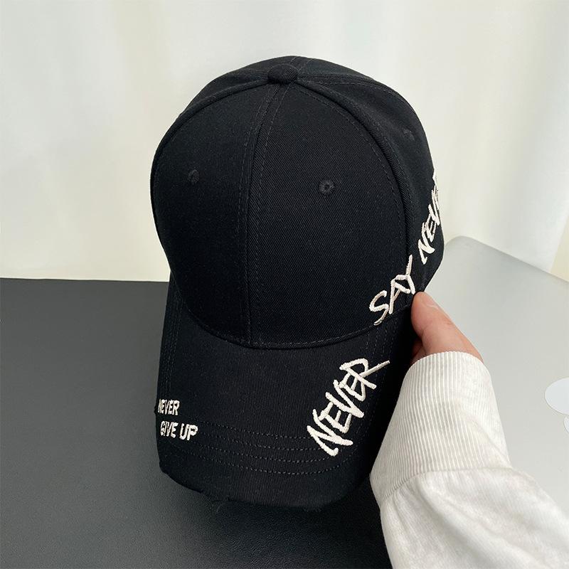 Side letter embroidery washed cap summer versatile big head circumference visor street tide baseball cap men