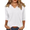Women's Fashion Casual V Neck 3/4 Sleeve Loose Printed T-Shirt Ladies Top