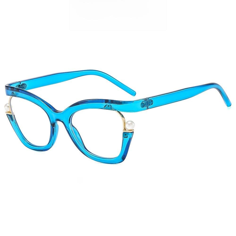 Pearl Decorative Cat Eye Reading Glasses Rainbow Gradient Candy Color Luxury Eyewear Frame High Quality Purple Vintage