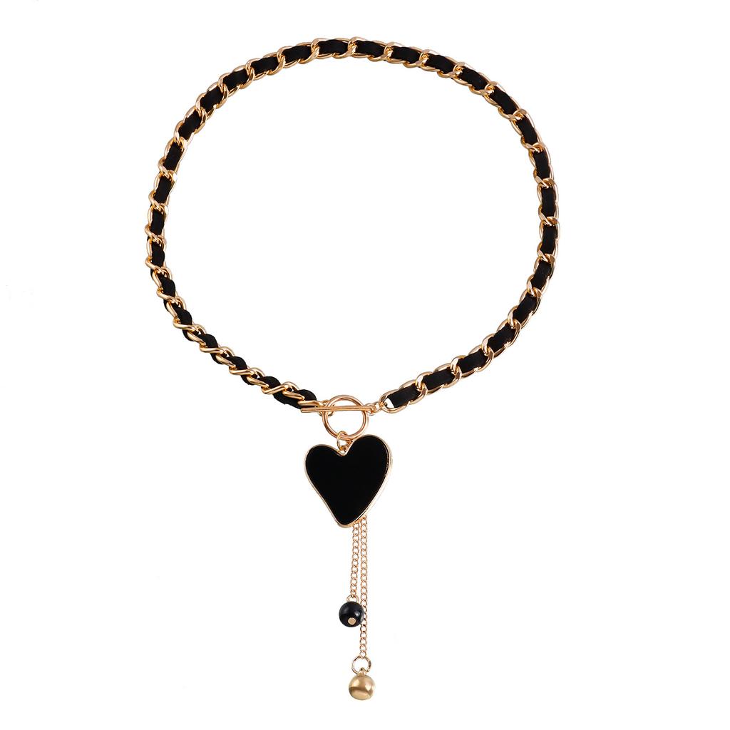 Wrapped Flannel Black Love Fritillary Necklace Women's Cold Wind Collarbone Chain Fringed Necklace