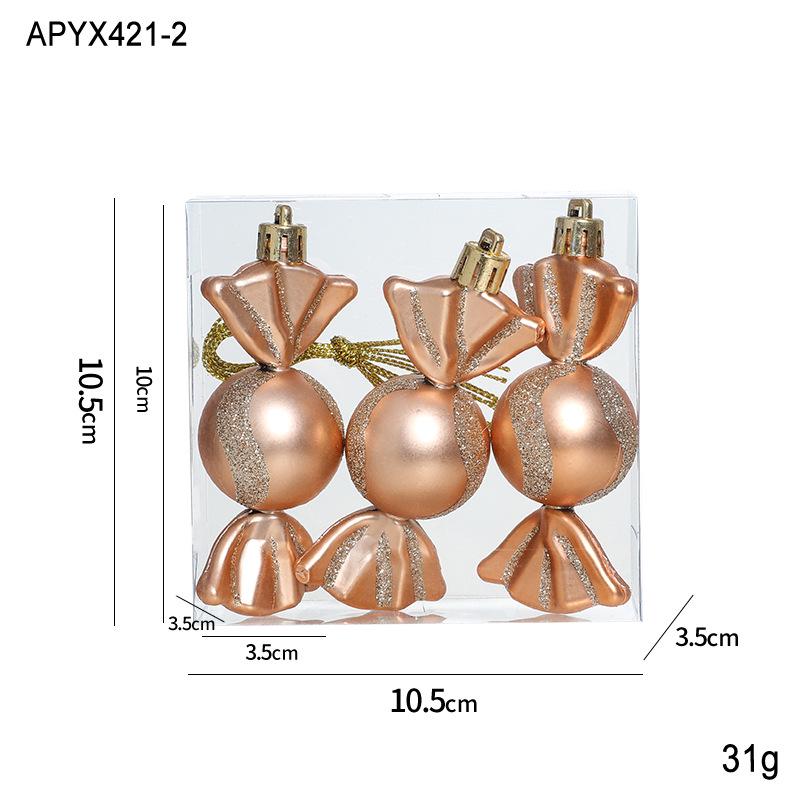 Plastic Champagne Christmas Tree Pendant Set: Creative Hanging Ornaments for Festive Decoration and Atmosphere.
