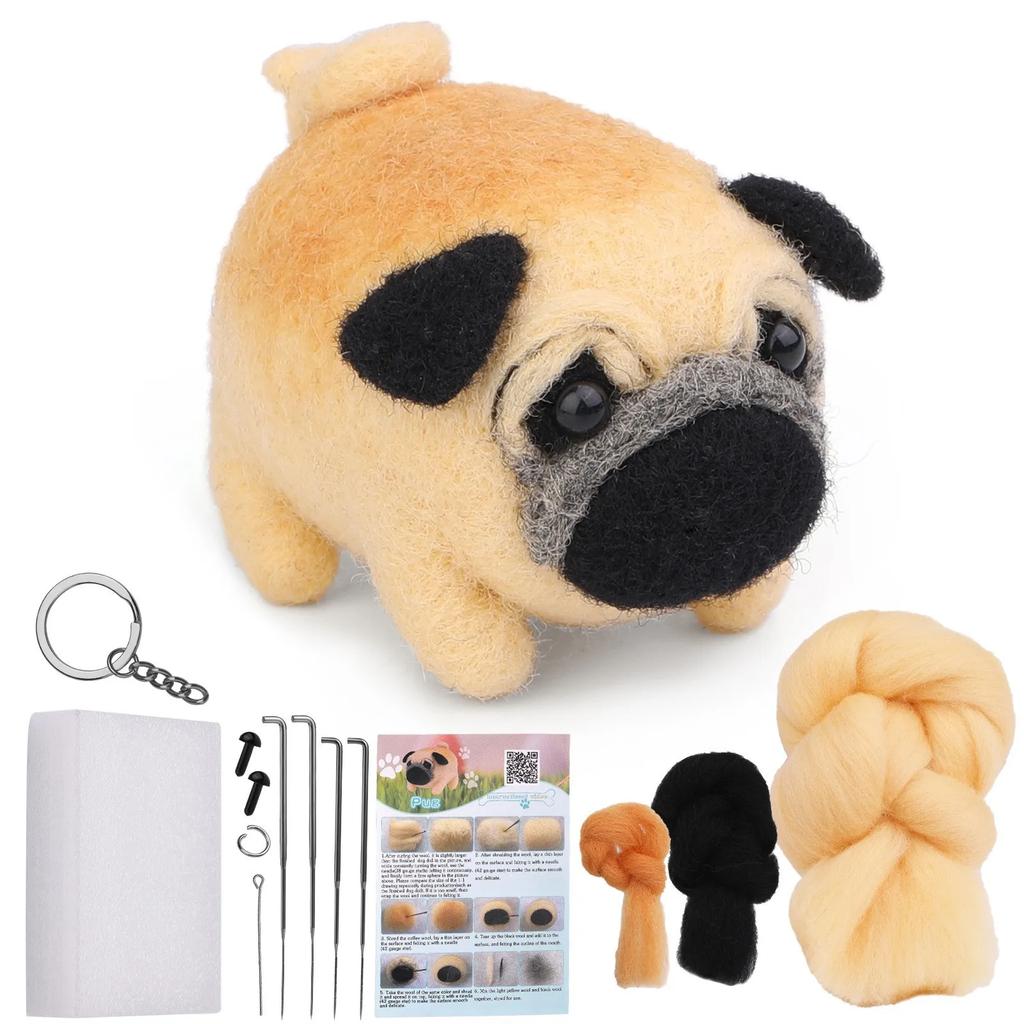 Animali Gatto Cane Set Fai da Te Feltro ad Ago con Tappetino in Schiuma per Progetto Artigianale Kit Forniture per Feltro ad Ago Principianti con Strumenti
