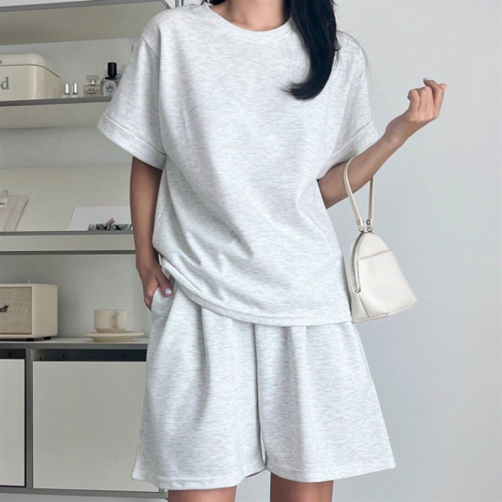 New Arrivals Open Run Women Roll Up ShorT Sleeve Solid T shirT And elasTic Wide