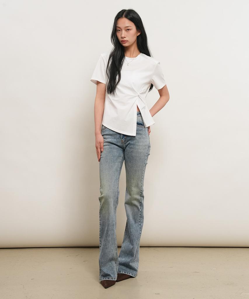 GENERALIDEA Shoulder Padded Twist T-Shirt [White] / Gf2Lts523