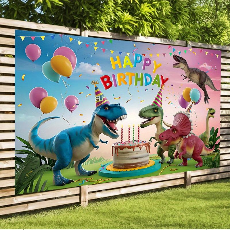 Party Backdrop Dinosaur Cartoon Text Balloons Festive Atmosphere Banne Photo Booth Decor Birthday Party Decor